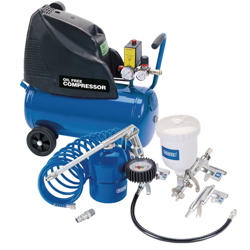 Draper Direct Drive Oil Free Air Compressor, 24L & Air Tool Kit 25936 Draper - Dynamic Drive
