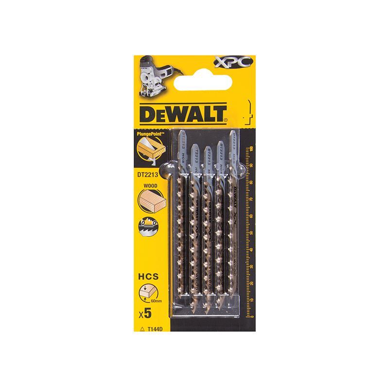 Dewalt Power Tools XPC HCS Wood Jigsaw Blades Pack of 5 T144D DeWALT Power Tools - Dynamic Drive