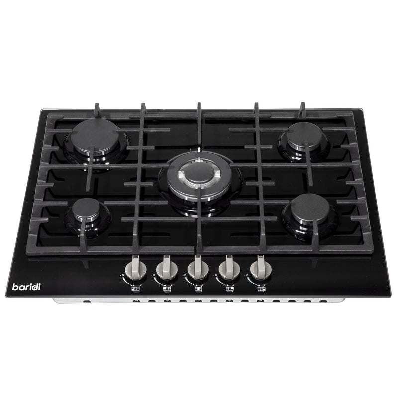 Baridi Gas Hob with 5 Cooking Zones 70cm - Black DH228 Baridi - Dynamic Drive