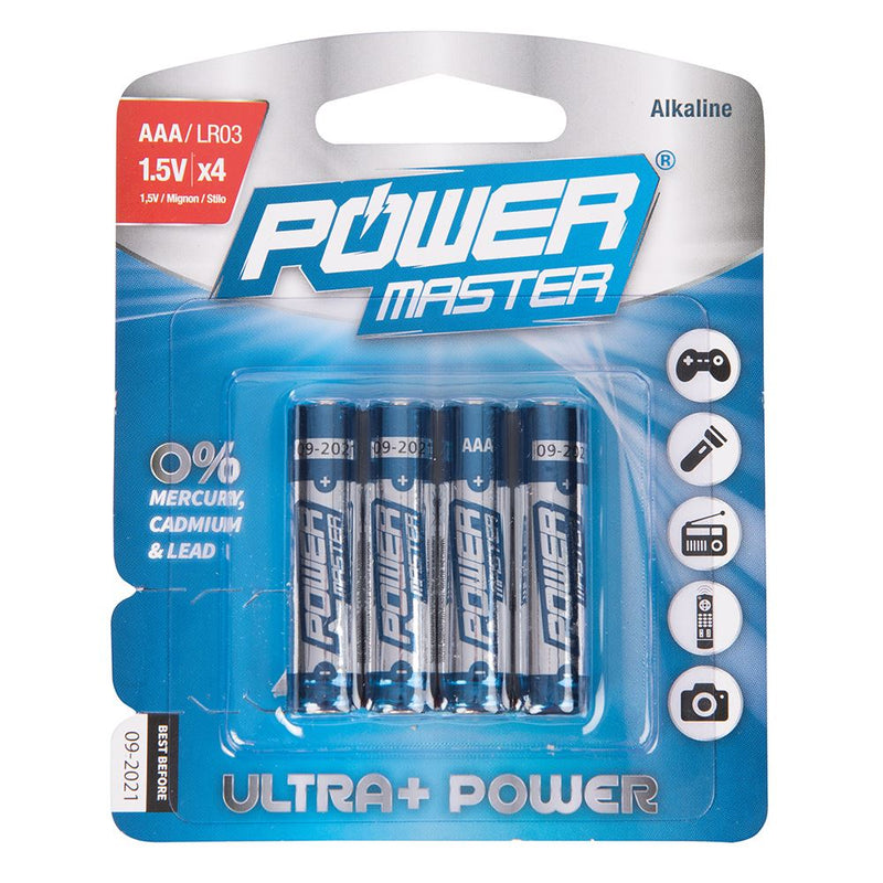 Powermaster AAA Super Alkaline Battery LR03 4pk 4pk PowerMaster - Dynamic Drive