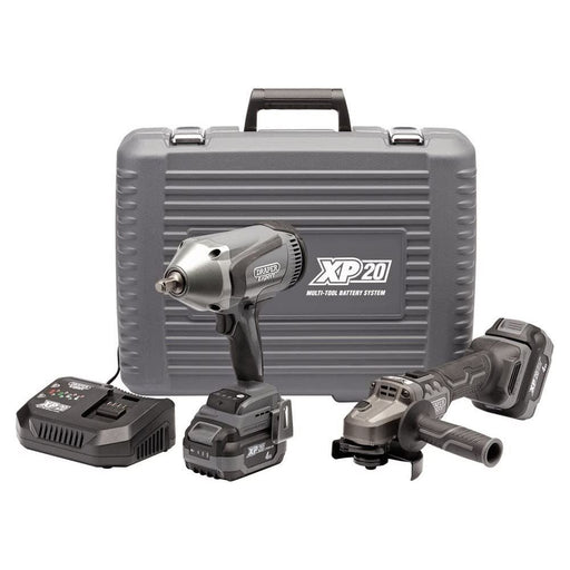 Draper XP20 20V Cordless Grinder and 1/2" Impact Wrench Kit 24047 Draper - Dynamic Drive
