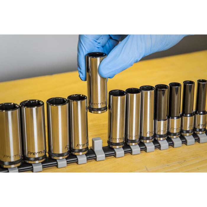 Sealey Socket Set Deep 12pc 3/8"Sq Drive Metric Black Series AK7993 Sealey - Dynamic Drive
