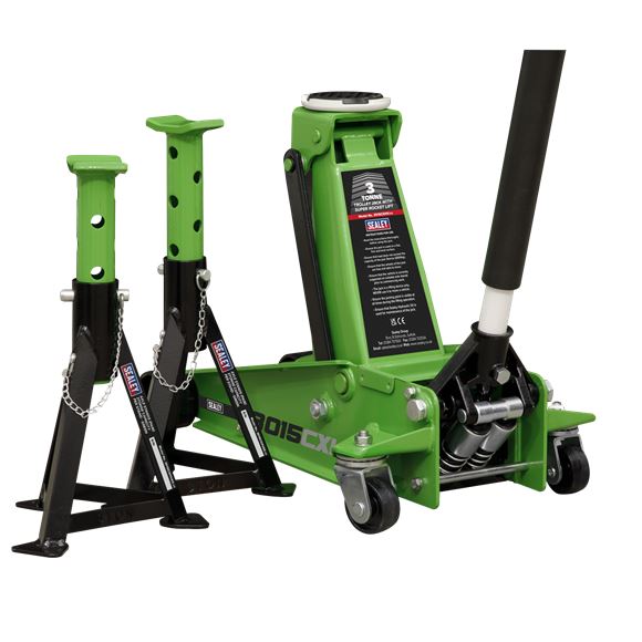 TROLLEY JACK 3TONNE SUPER ROCKET LIFT & AXLE STAND Sealey  - Dynamic Drive
