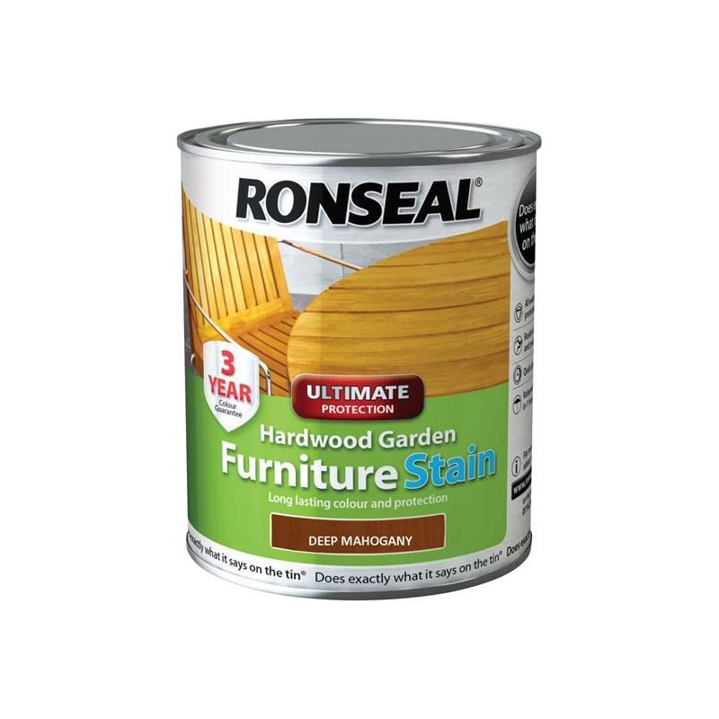 Ronseal Ultimate Protection Hardwood Garden Furniture Stain Deep Mahogany 750ml Ronseal - Dynamic Drive