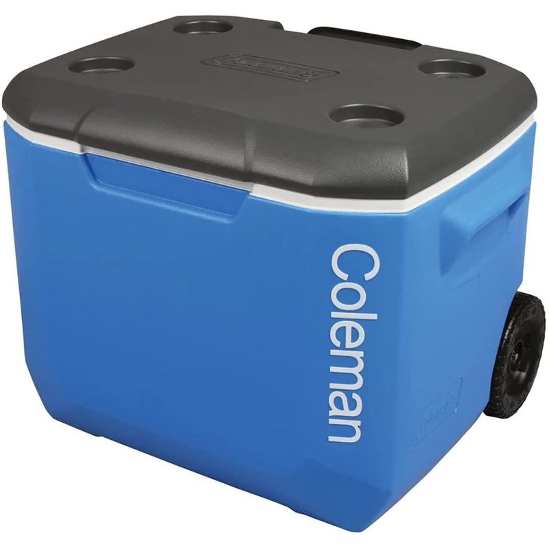 Coleman Blue 60QT Tricolour Wheeled Camping Cooler Coleman - Dynamic Drive