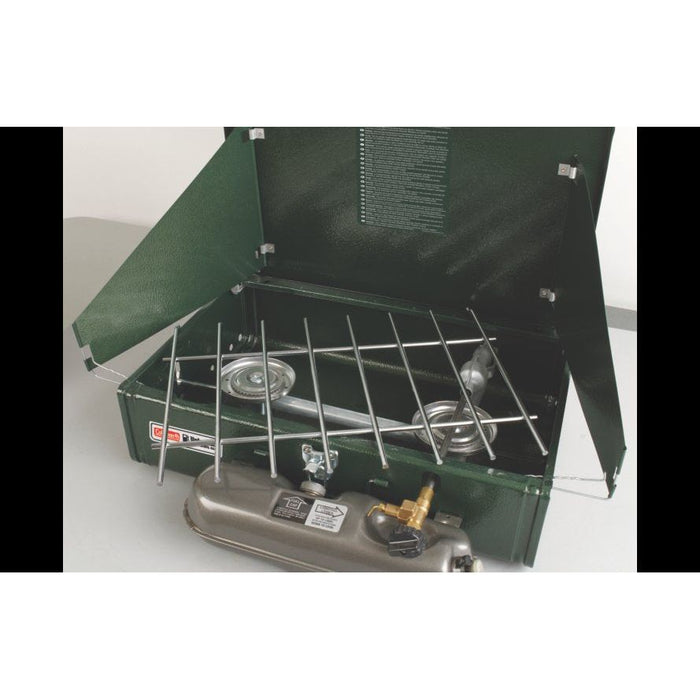 Coleman Dual Fuel Unleaded Stove 2 Burner Camping Cooking Caravan Motorhome Coleman  - Dynamic Drive