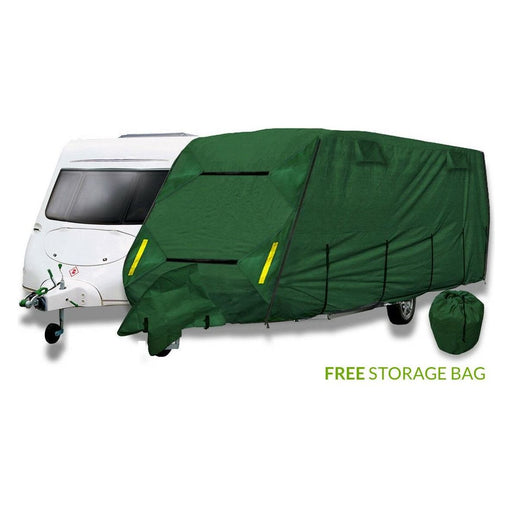 Coverpro Premium Breathable 4-Ply Full Green Caravan Cover Up To 14Ft Free Bag Crusader - Dynamic Drive