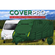 Coverpro Premium Breathable 4-Ply Full Green Caravan Cover Up To 14Ft Free Bag Crusader - Dynamic Drive