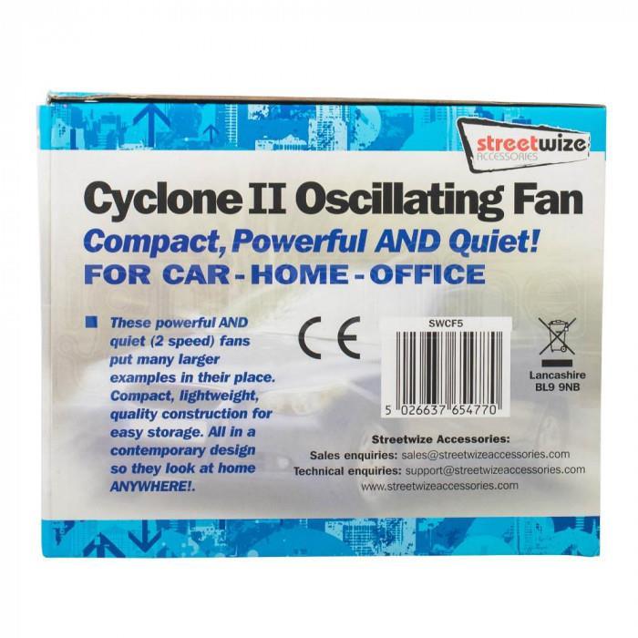 Cyclone II oscillating fan compact & quiet 12v car motorhome camper caravan Streetwize - Dynamic Drive