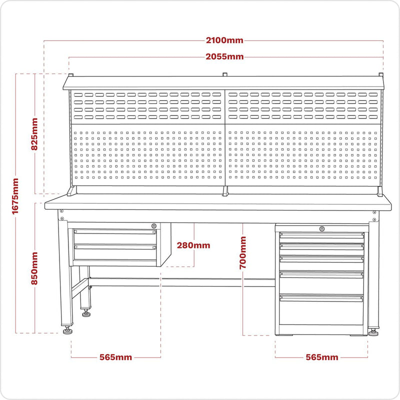 Sealey 2.1m Complete Industrial Workstation & Cabinet Combo API2100COMB02 Sealey - Dynamic Drive