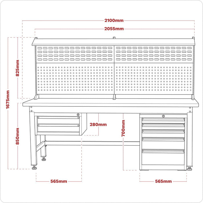Sealey 2.1m Complete Industrial Workstation & Cabinet Combo API2100COMB02 Sealey - Dynamic Drive