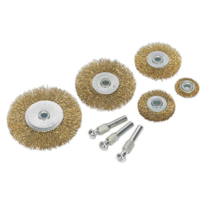 Sealey Wire Brush Set 8pc Brassed BWBS08 Sealey - Dynamic Drive