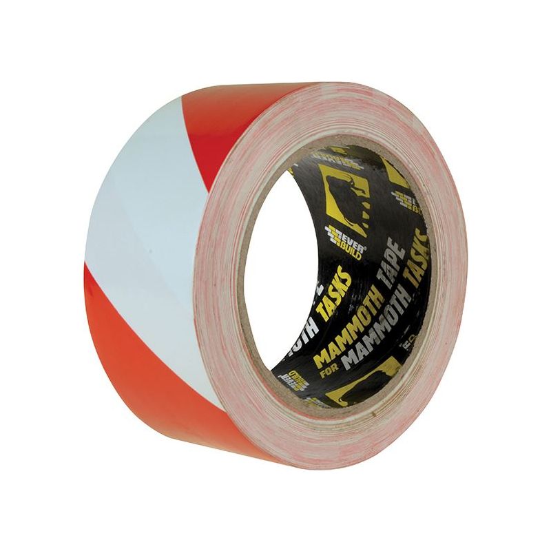 Everbuild Sika PVC Hazard Tape Red / White 50mm x 33m Everbuild Sika - Dynamic Drive