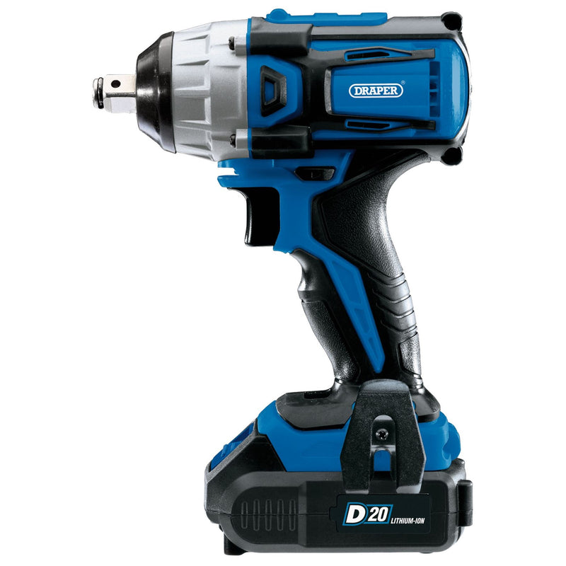 Draper D20 20V Brushless Impact Wrench, 1/2" Sq. Dr., 250Nm, 2 x 2.0Ah Batteries Draper - Dynamic Drive