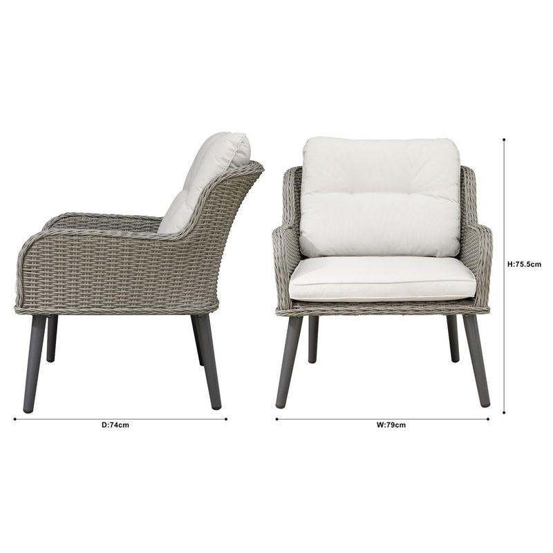 Dellonda Buxton Rattan Wicker Outdoor Chair Set 2pc DG79 Dellonda - Dynamic Drive