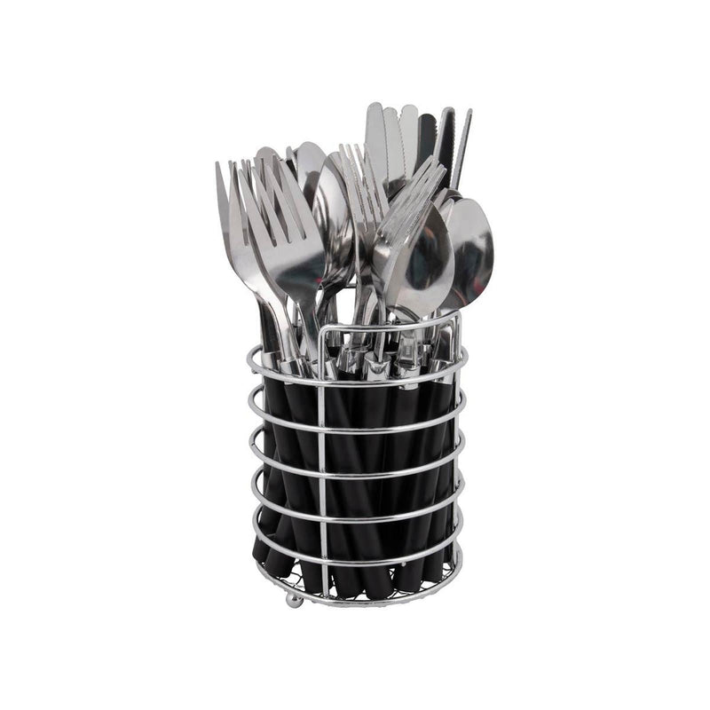 Bo-Camp Cutlery Set with Basket 24 Pieces 6 Persons Black Bo-Camp - Dynamic Drive