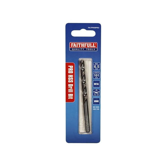 Faithfull Professional HSS Jobber Drill Bit Pre Pack 6.50mm OL:100mm WL:58mm Faithfull - Dynamic Drive