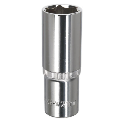 Sealey WallDrive Socket 21mm Deep 1/2"Sq Drive Fully Polished SP1221D Sealey - Dynamic Drive