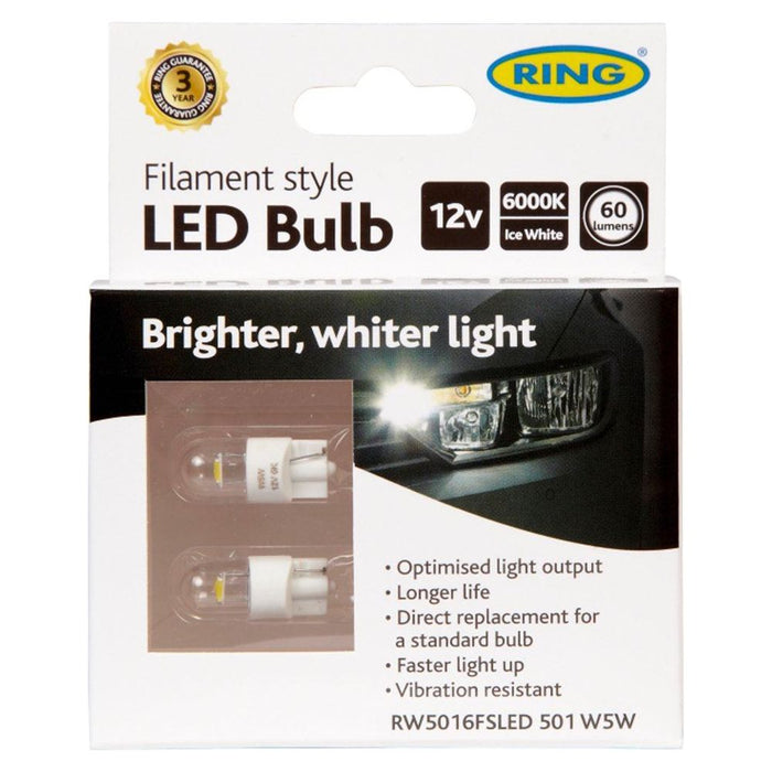 Ring rw5016fsled LED Type R501A W5A W 12A V FILAMENT LAMP, Set of 2 Ring Automotive - Dynamic Drive