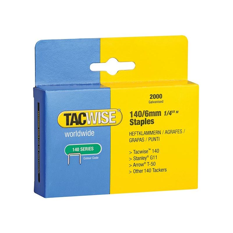 Tacwise 140 Heavy-Duty Staples 6mm (Type T50 G) (Pack 2000) Tacwise - Dynamic Drive