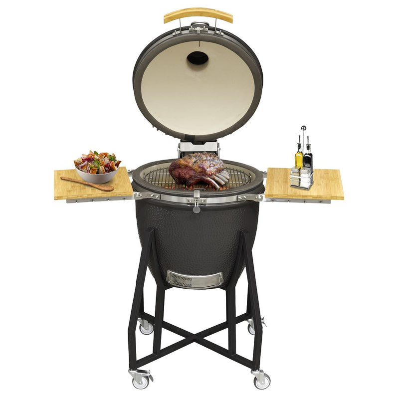 Dellonda Deluxe 22"(56cm) Ceramic Kamado Style BBQ with Wheeled Stand Dellonda - Dynamic Drive