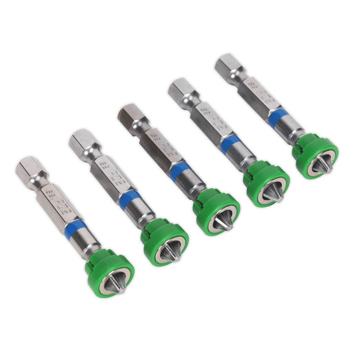 Sealey Power Tool Bit Pozi #2 with Magnetic Holder S2 50mm Pack of 5 AK210523 Sealey - Dynamic Drive
