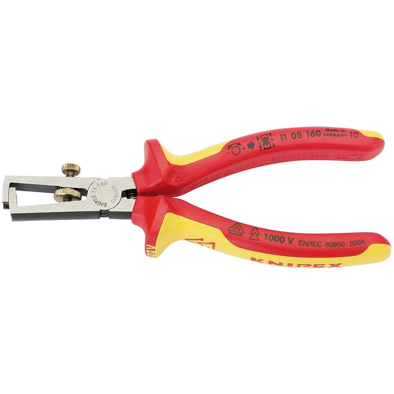 Draper Knipex 11 08 160UKSBE VDE Fully Insulated Wire Stripping Pliers, 160mm Draper - Dynamic Drive