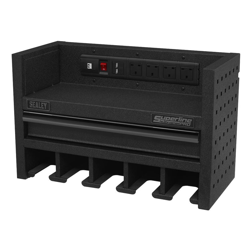 Sealey Power Tool Storage Rack 560mm with Drawer & Power Strip AP22SRBE Sealey - Dynamic Drive