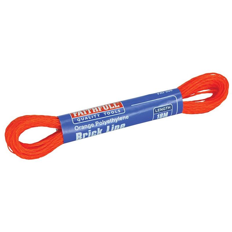 Faithfull 300 Polyethylene Brick Line 18m (59ft) Orange (Box 12) Faithfull - Dynamic Drive