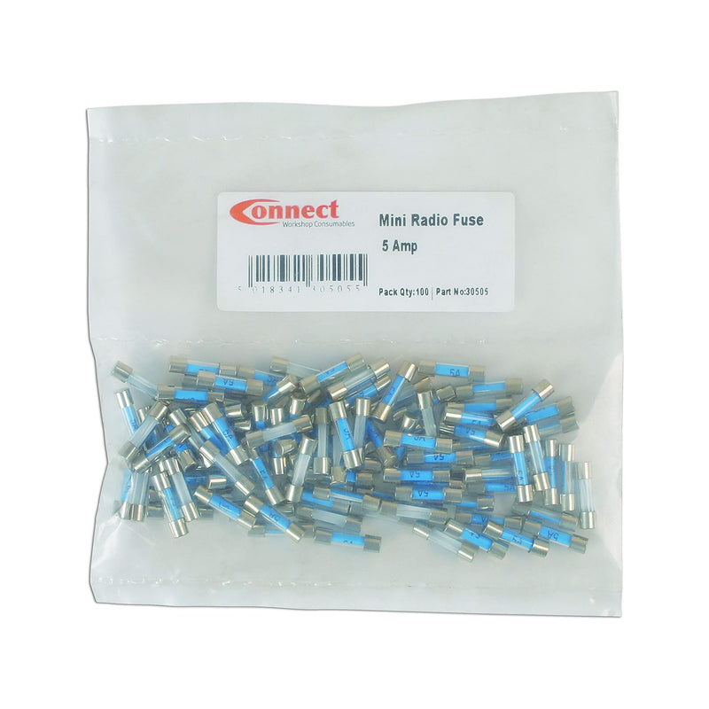 Connect Mini Glass Radio Fuses 5A, 100pc 30505 Tool Connection - Dynamic Drive