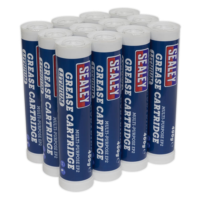 Sealey Grease Cartridge EP2 Lithium 400g Pack of 12 SGC12 Sealey - Dynamic Drive