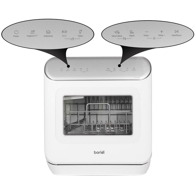 Baridi Mini Portable Tabletop 6L Dishwasher with 3 Place Settings, 7 Wash Functions - DH72 Baridi  - Dynamic Drive