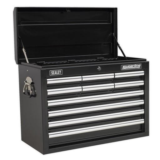 Sealey Topchest 10 Drawer with Ball-Bearing Slides Black AP33109B Sealey - Dynamic Drive