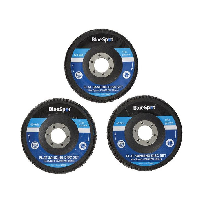 Bluespot Tools Sanding Flap Disc Set 3 Piece 115mm (4.1/2in) BlueSpot Tools - Dynamic Drive