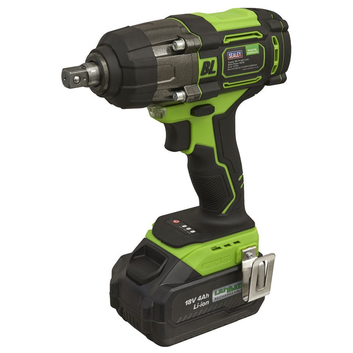 Sealey 1/2"Sq Drive Hi-Vis Cordless Brushless Impact Wrench 18V 4Ah CP650LIHV Sealey - Dynamic Drive