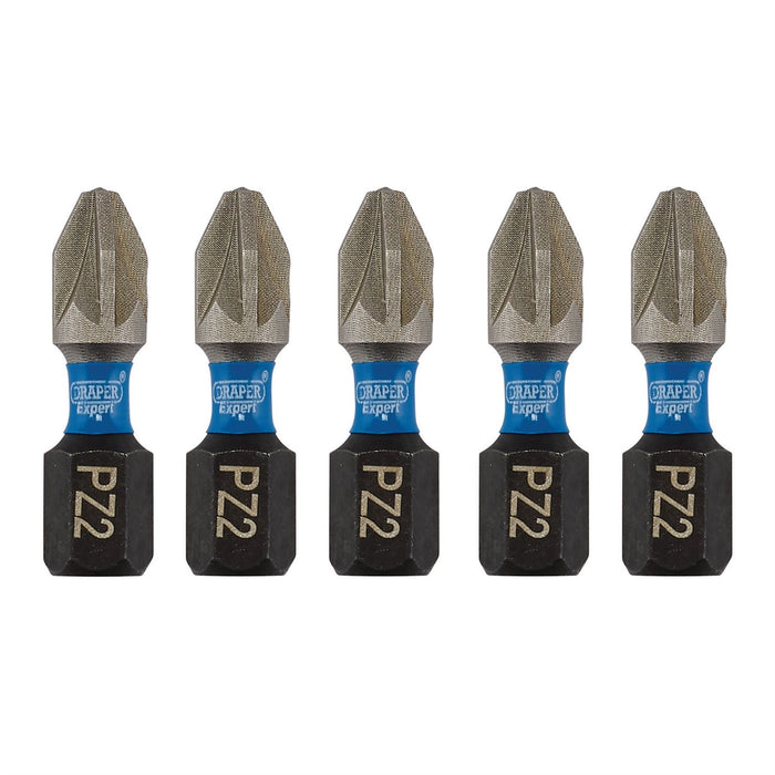 Draper Expert PZ-Type Impact Screwdriver Bits, No.2 x 25mm, 1/4" Hex (Pack of 5) Draper - Dynamic Drive