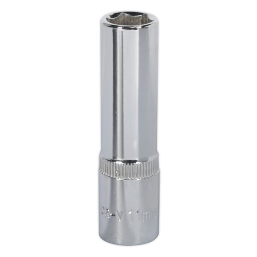 Sealey WallDrive Socket 11mm Deep 3/8"Sq Drive Fully Polished SP3811D Sealey - Dynamic Drive