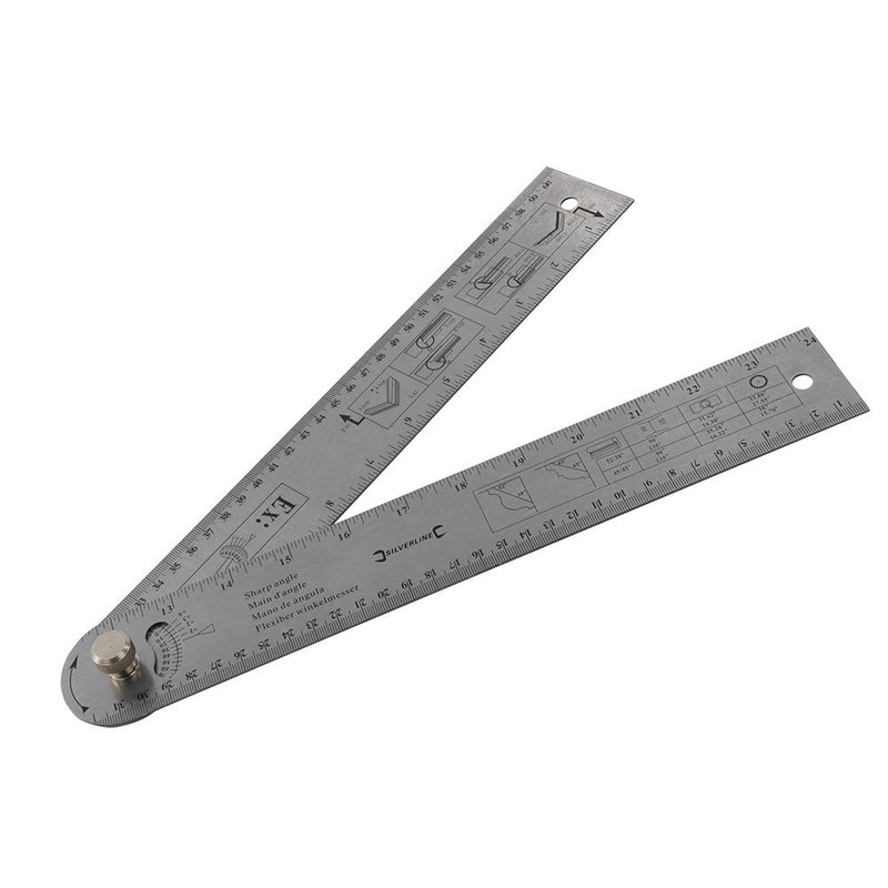 Silverline Easy Angle Protractor Rule 600mm 783421 Silverline  - Dynamic Drive