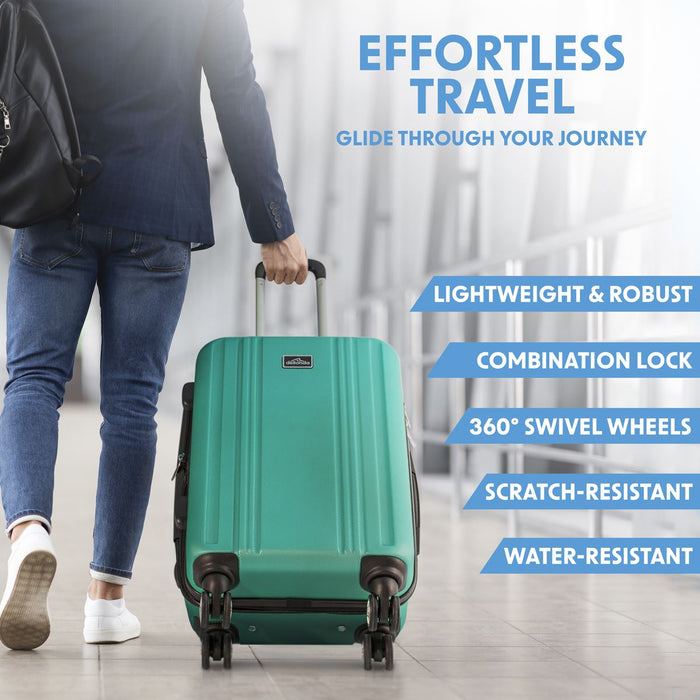 Dellonda 3-Piece Lightweight ABS Luggage Set with TSA Lock  Teal Dellonda  - Dynamic Drive