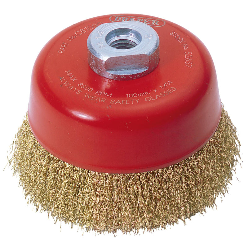 Draper Expert Crimped Wire Cup Brush, 100mm, M14 52637 Draper - Dynamic Drive