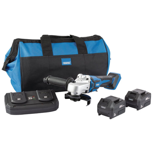 Draper D20 20V Brushless Grinder, 115mm, 2 x 3.0Ah Batteries, 1 x Twin Charger, Draper - Dynamic Drive