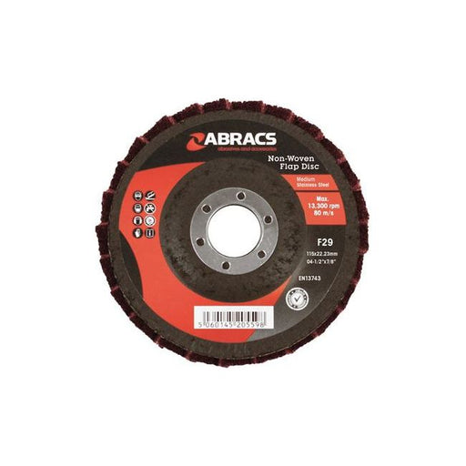 Connect Abracs Non-Woven Flap Discs, Medium 115mm 5pc 32076 Tool Connection - Dynamic Drive