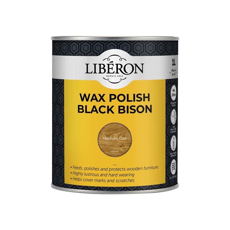 Liberon Black Bison Wax Paste Medium Oak 1kg Liberon - Dynamic Drive