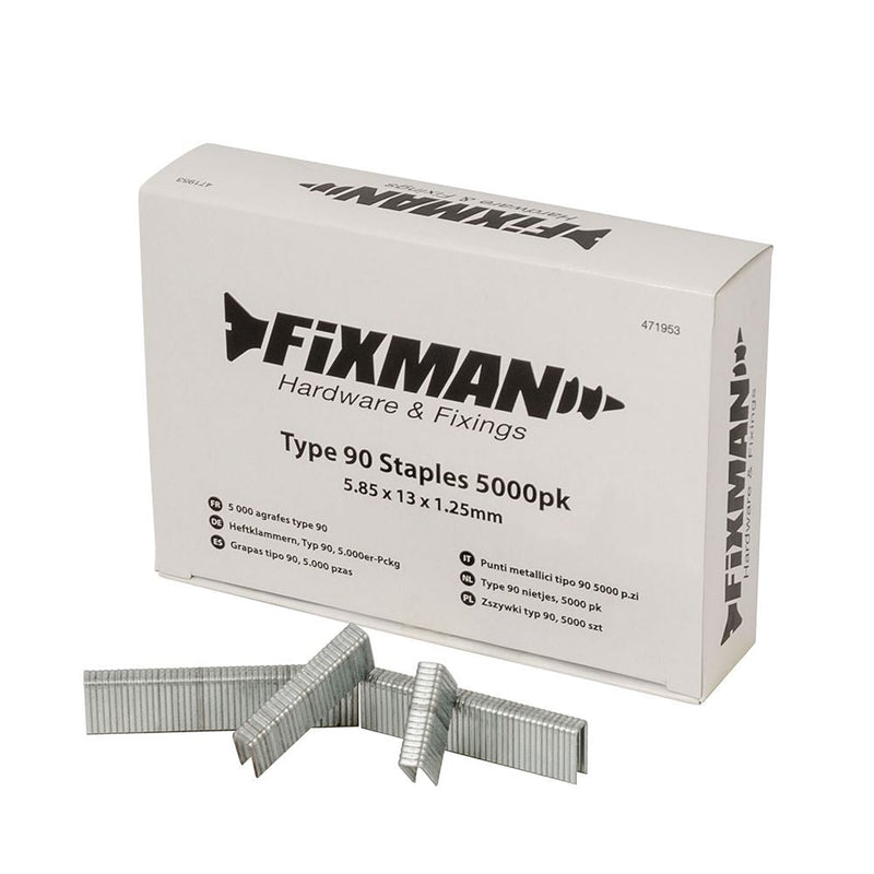 Fixman Type 90 Staples 5000pk 5.80 x 13 x 1.25mm Fixman - Dynamic Drive