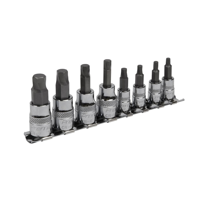 Sealey Hex Socket Bit Set Lock-Onï 8pc 1/4" & 3/8"Sq Drive Imperial AK65602 Sealey - Dynamic Drive