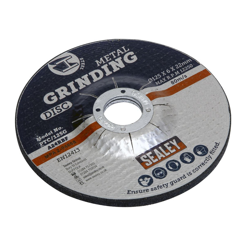 Sealey Grinding Disc125 x 6mm22mm Bore PTC/125G Sealey - Dynamic Drive