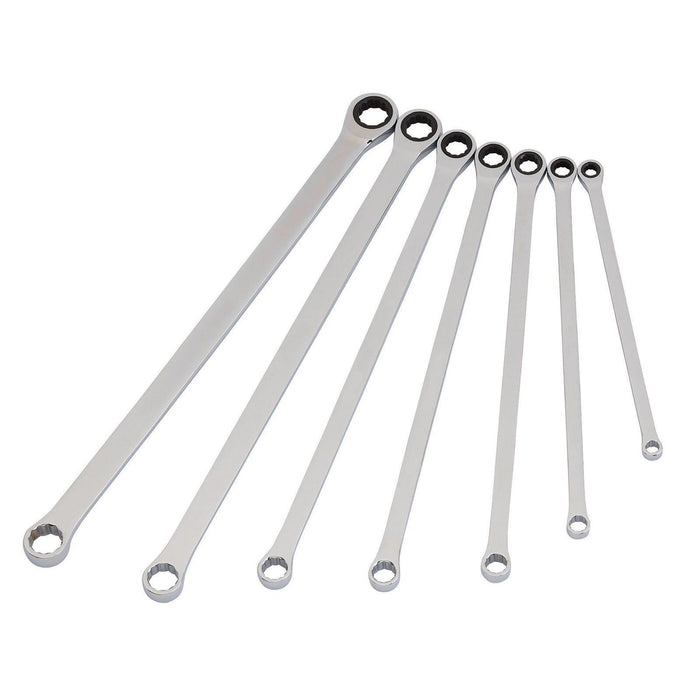 Draper Hi-Torq Extra-Long Double Ring Ratchet Spanner Set (7 Piece) - 27778 Draper - Dynamic Drive