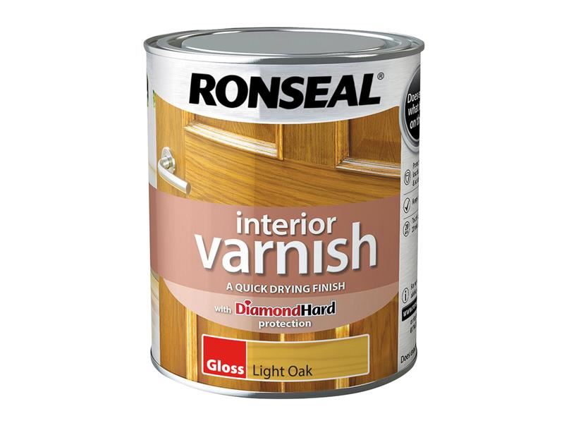 Ronseal Interior Varnish Quick Dry Gloss Light Oak Gloss 750ml Ronseal - Dynamic Drive