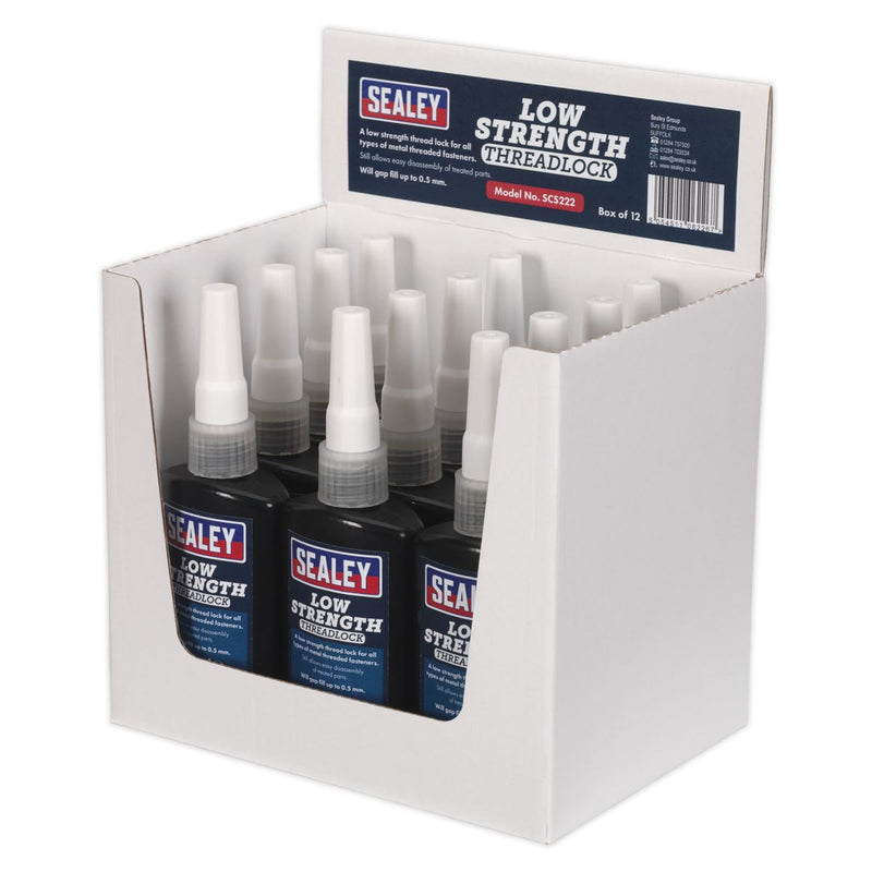 Sealey Thread Lock Low Strength 50ml Pack of 12 SCS222 Sealey - Dynamic Drive