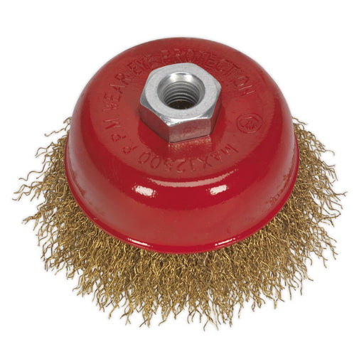 Sealey Brassed Steel Cup Brush 75mm M10 x 1.5mm CBC75 Sealey  - Dynamic Drive